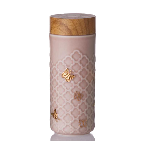 Butterfly Tea Tumbler Peacock Green and Hand-Painted Gold