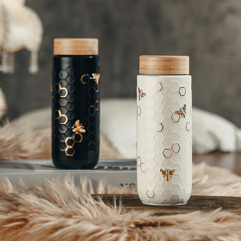 Queen Bee Travel Mug Handle Ceramic▪︎Tall Extra Large Hot Cold Coffee Tea  ▪︎NEW⭐